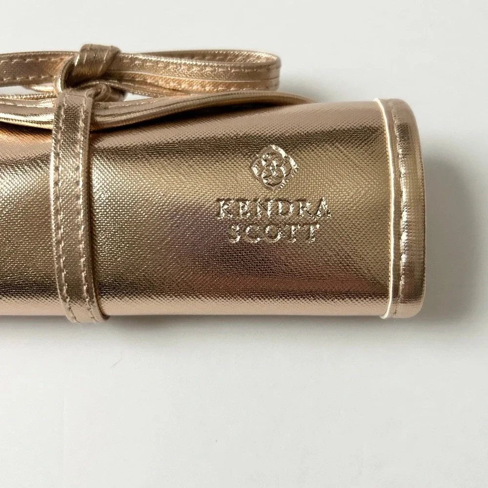 Kendra Scott Rose Gold Metallic Jewelry Roll Travel Organizer Case Tie Closure